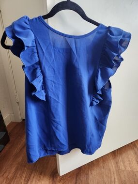 Ruffle Sleeve Sleeveless Top - Royal Blue